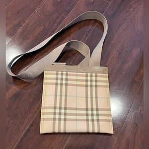 Authentic Burberry Pink Nova Check Coated Canvas Crossbody Bag Purse - Vintage